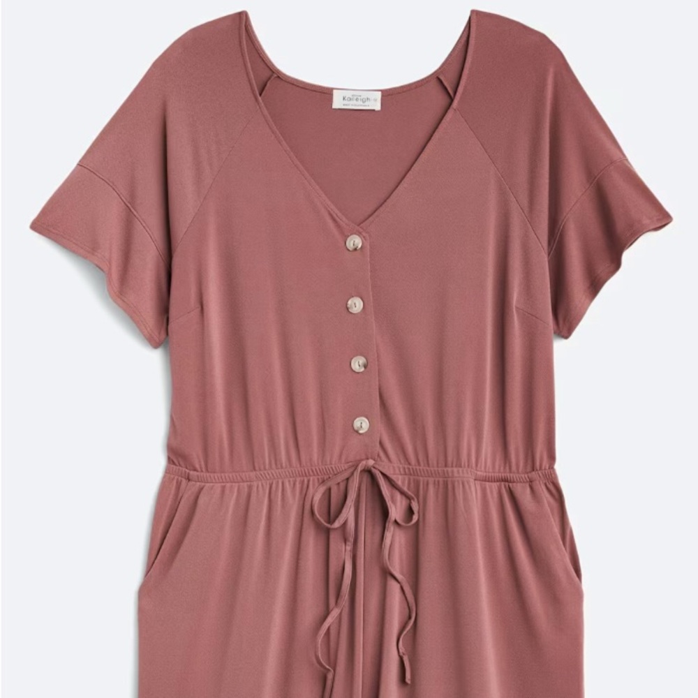 Kaileigh  Natalie Knit Dusty Rose Button-Front Jumpsuit